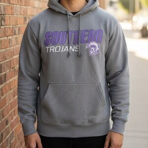 Southern Trojans PEL Athletic Gray Hoodie Sweatshirt Men L Cotton Polyester
